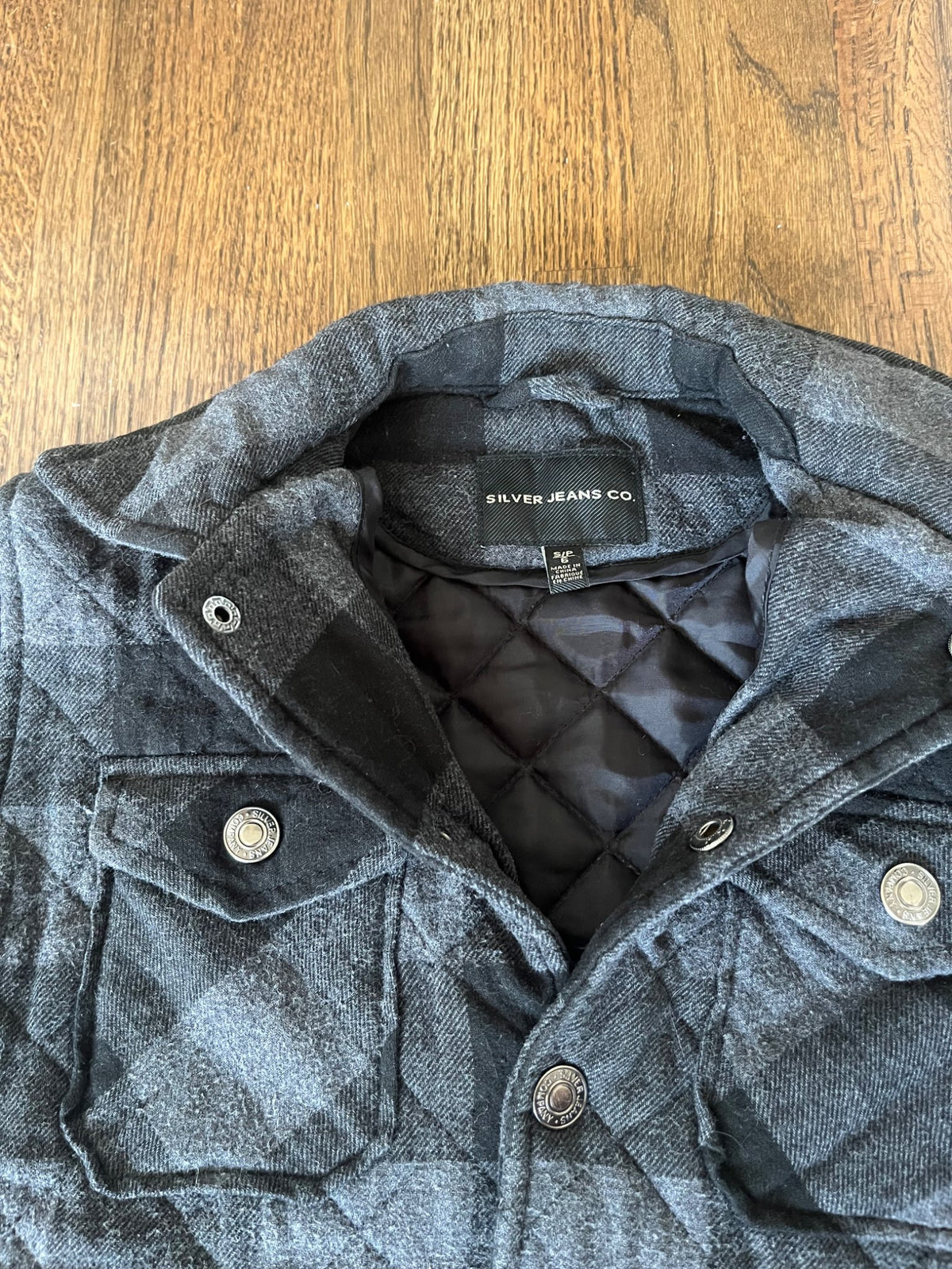 Black Plaid Jacket VGUC Size 6, Kids 6/6X