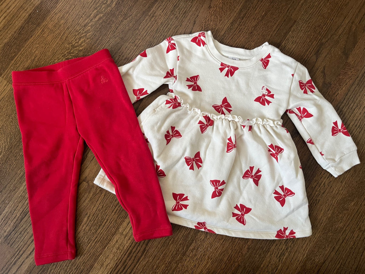 Baby Gap Red Bow Outfit VGUC Size 2, Kids 2T