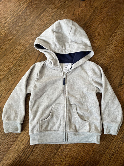 Grey Fleece Zip Up Hoodie VGUC 18M, Kids 18 Month (12-18M)