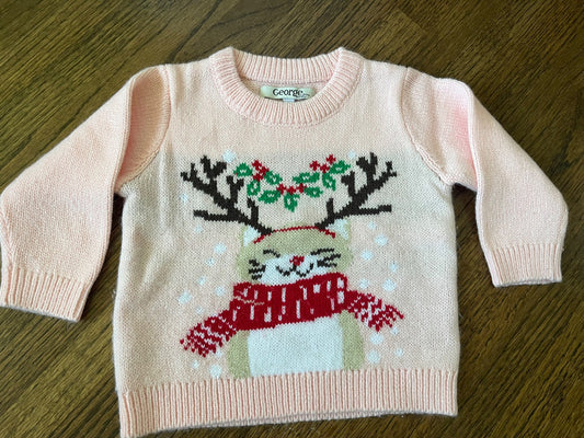 Holiday Cat Reindeer Sweater EUC 6-12 Months, Kids 12 Month (9-12M)