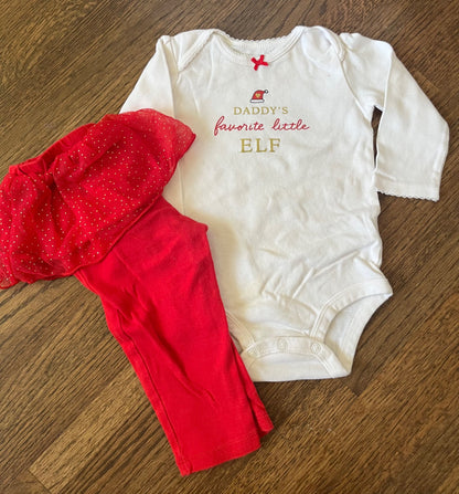 Daddy’s Elf Holiday Outfit VGUC 12M, Kids 12 Month (9-12M)