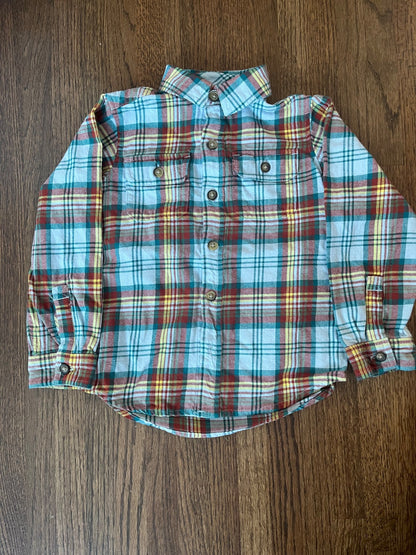 Plaid Flannel Button Up Shirt Boys Size 5 EUC, Kids 5/5T