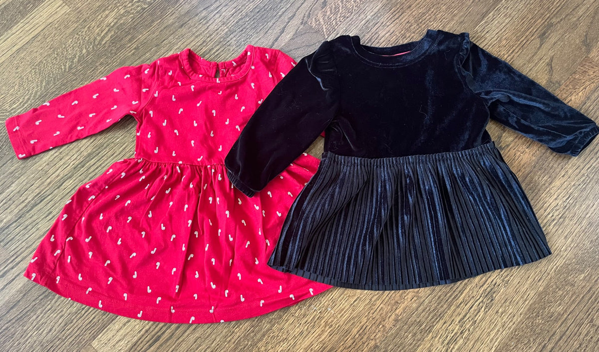 Two Holiday Toddler Girl Dresses 6-12M EUC, Kids 12 Month (9-12M)