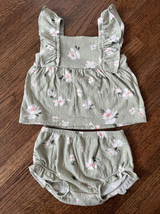Green Floral Outfit VGUC 18M, Kids 18 Month (12-18M)