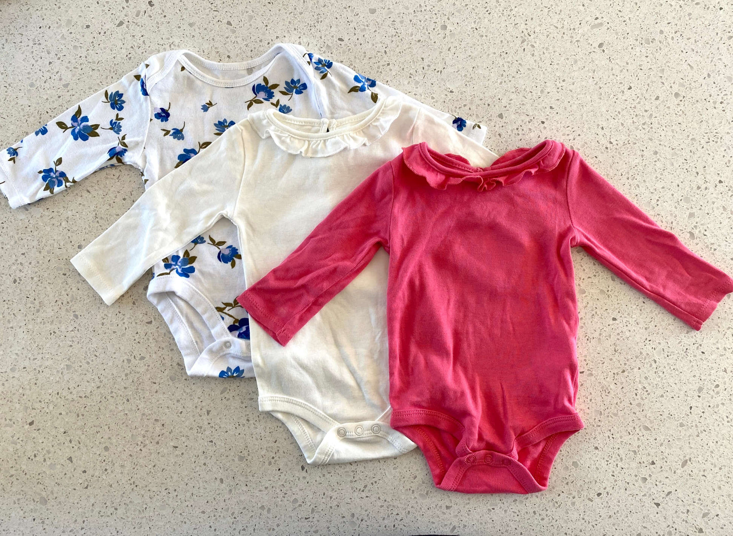 3 Long sleeve Diaper Shirts , Kids 6 Month (3-6M)