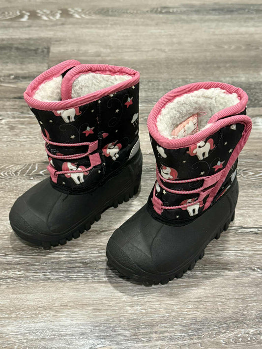 Unicorn Winter Boots - Toddler size 7, black + pink, Shoes 7 (Walkers:12-24 mth)