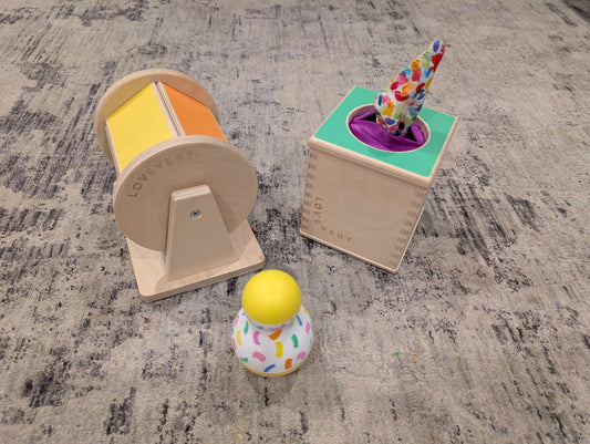 Lovevery - Spinning Rainbow, Magic Tissue Box & Tummy time Wobbler