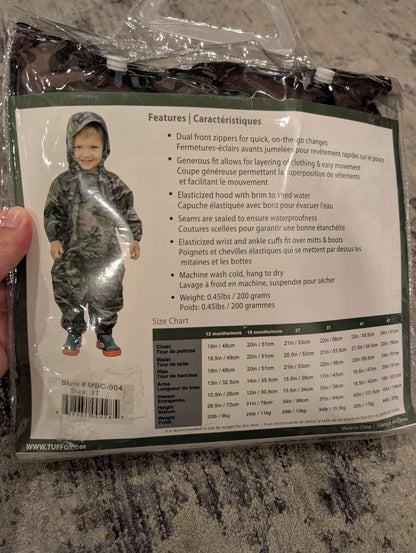 Tuffo Muddy Buddy - 3T, camo, NEW in package, Kids 3T