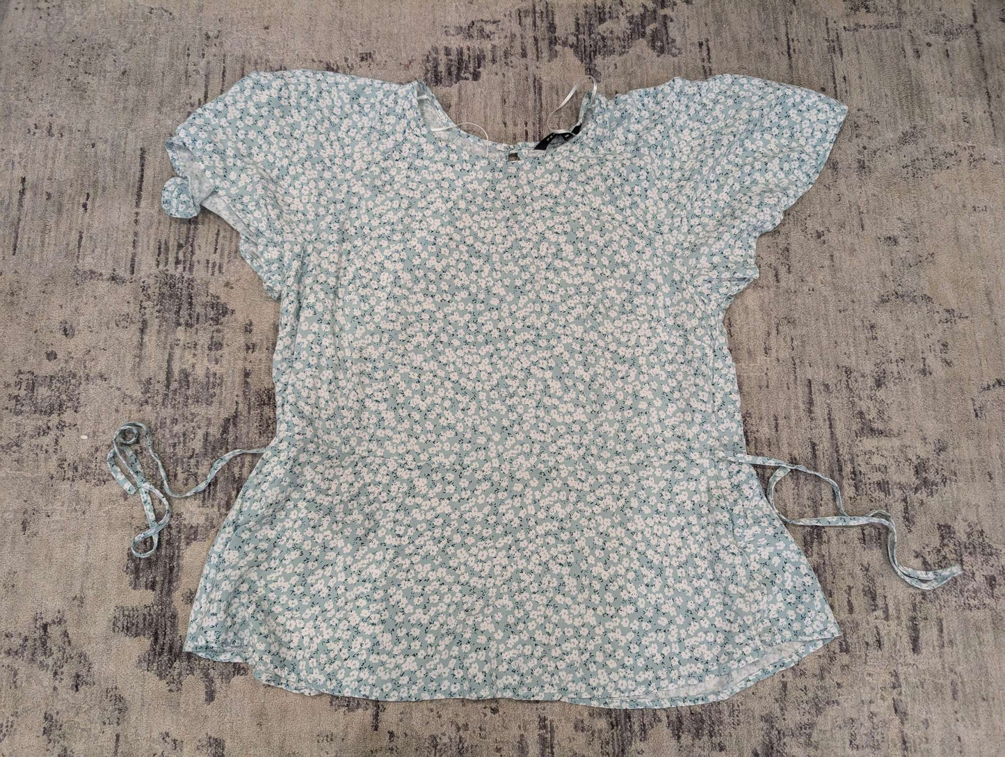 Mint Green Floral Maternity Top with Ties - Medium/Large, Maternity M (8-10)