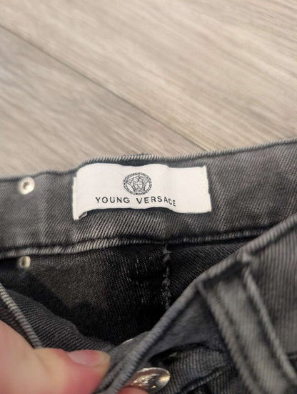 Boys - Young Versace - Soft Grey Jeans , Kids 12 Month (9-12M)