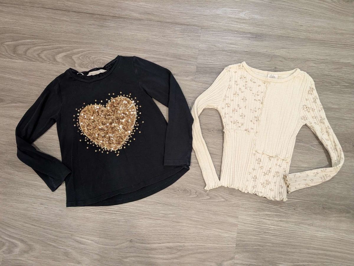 Set of 2 girls long sleeve tops (H&M and Zara) , Kids 5/5T