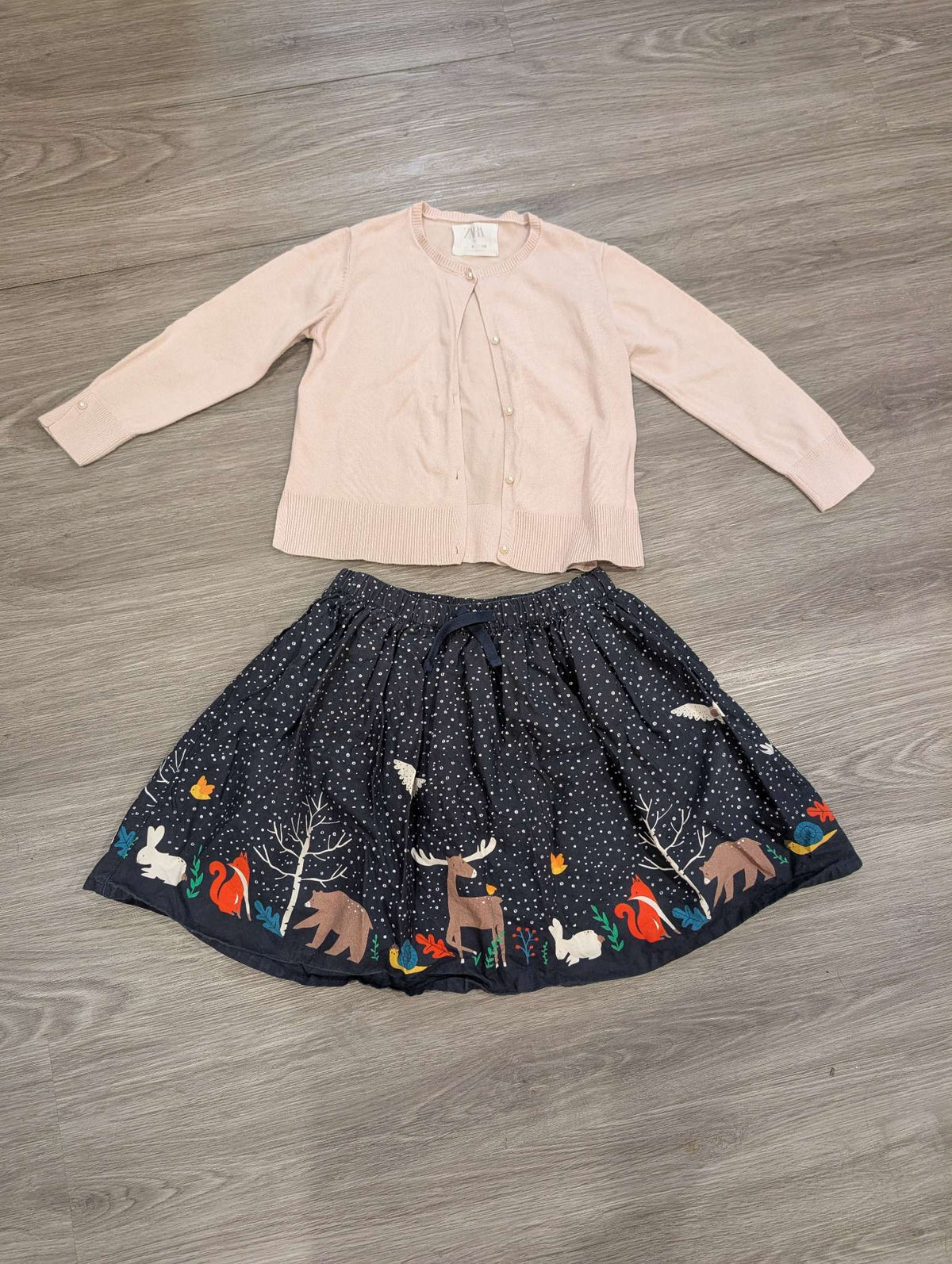 Frugi (UK) skirt and Zara Cardigan , Kids 6/6X