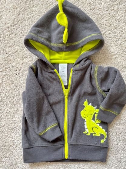 Fleece Dinosaur Zip-Up, Carters, 3m, Kids 3 Month (0-3M)