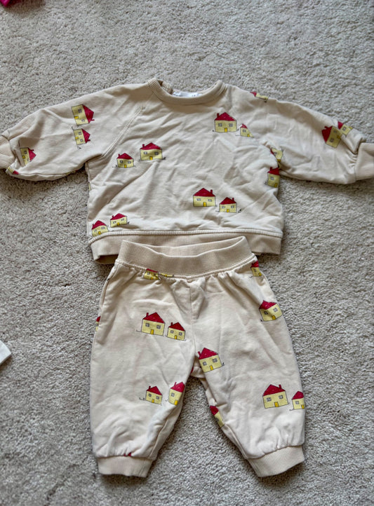 Zara Baby Sweater & Pants Outfit, 0-3m, Kids 3 Month (0-3M)