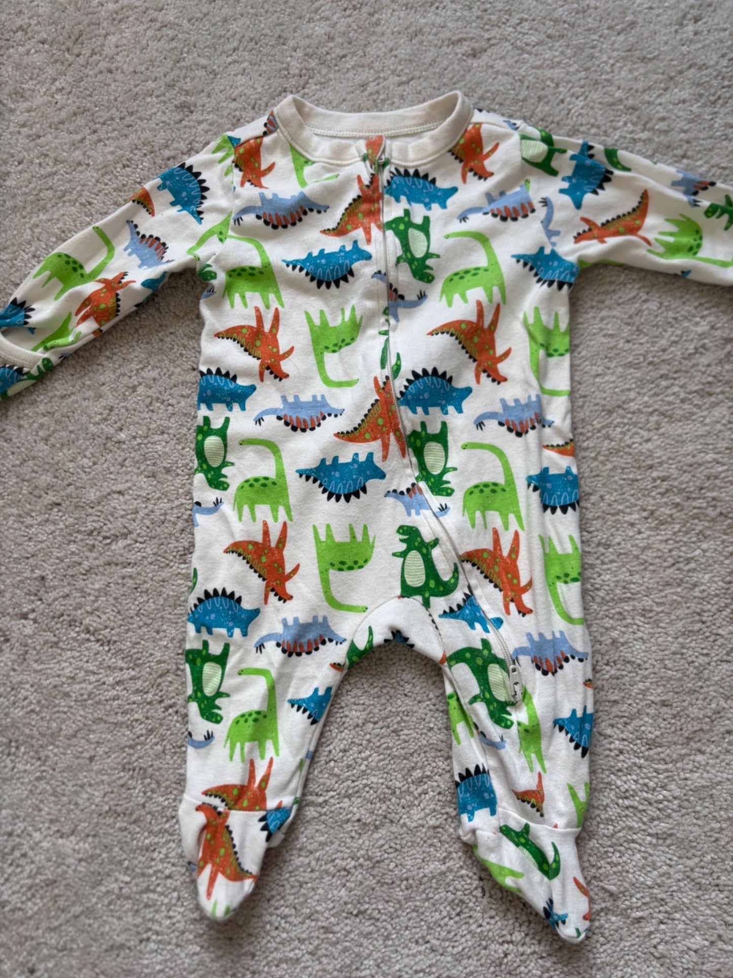 3 Printed Longsleeve/Footed Onesies, Bundle, 0-3m, Carters, Old Navy, Kids 3 Month (0-3M)