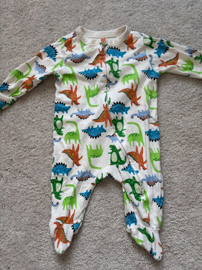 3 Printed Longsleeve/Footed Onesies, Bundle, 0-3m, Carters, Old Navy, Kids 3 Month (0-3M)