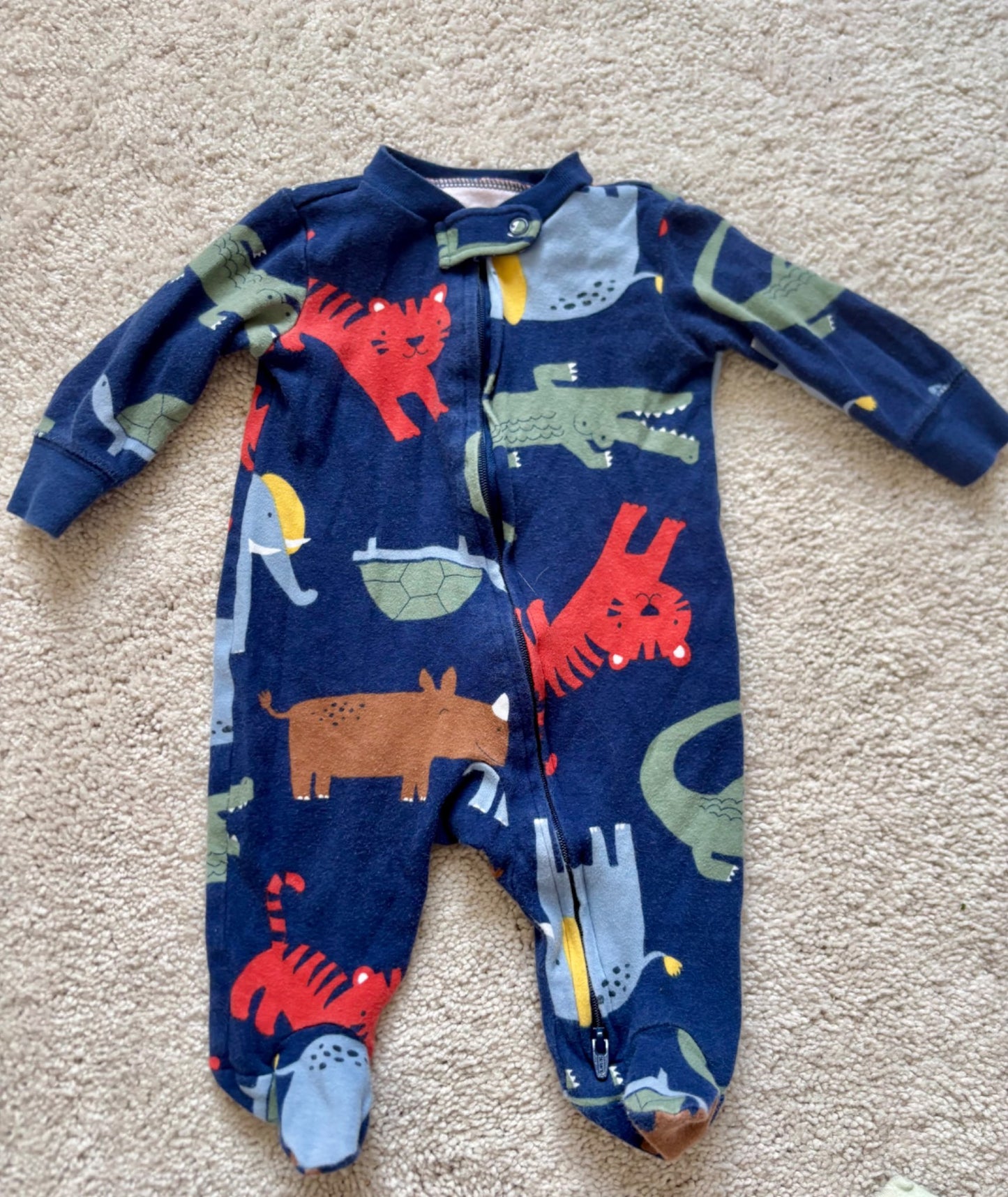3 Printed Longsleeve/Footed Onesies, Bundle, 0-3m, Carters, Old Navy, Kids 3 Month (0-3M)