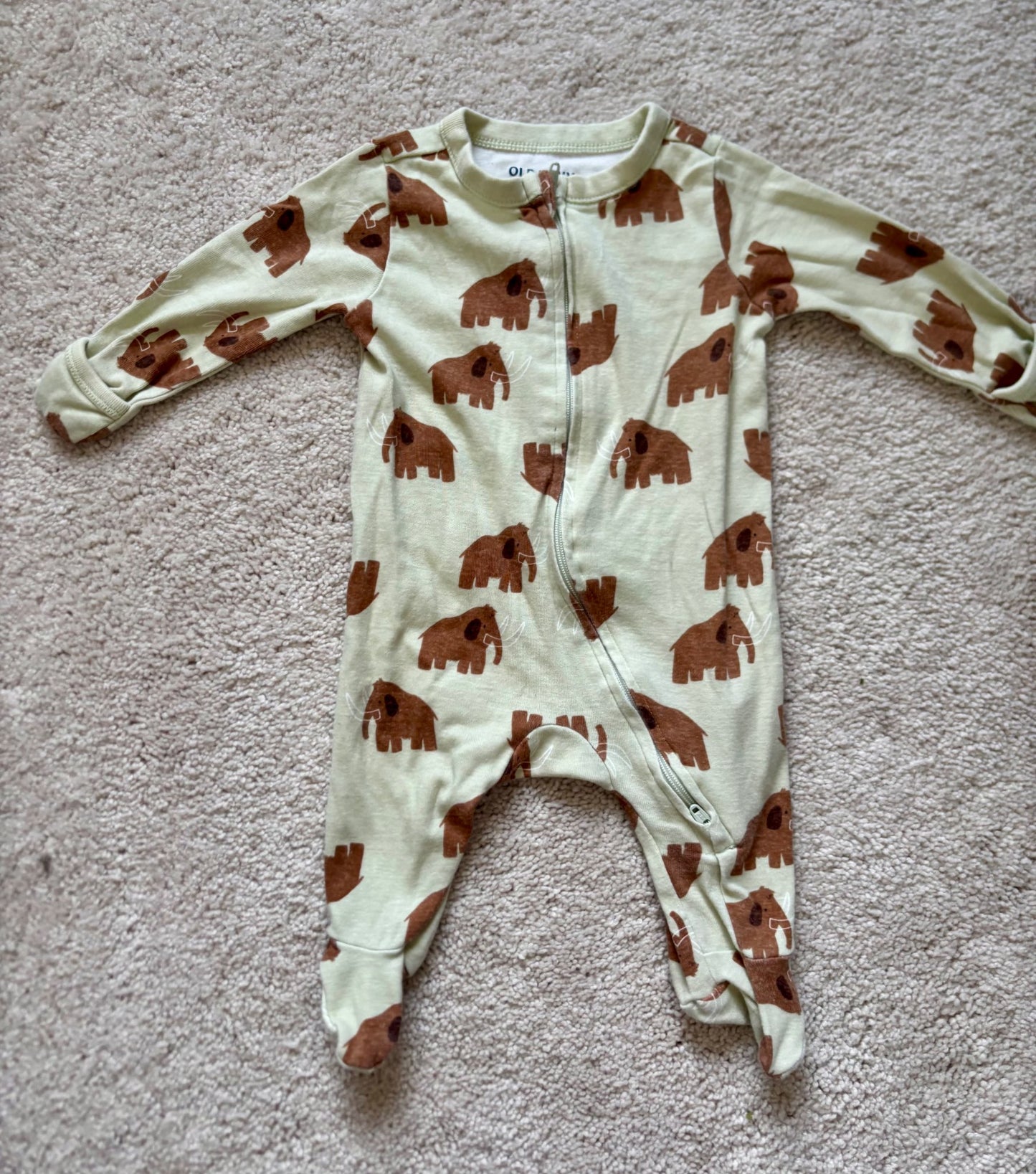 3 Printed Longsleeve/Footed Onesies, Bundle, 0-3m, Carters, Old Navy, Kids 3 Month (0-3M)