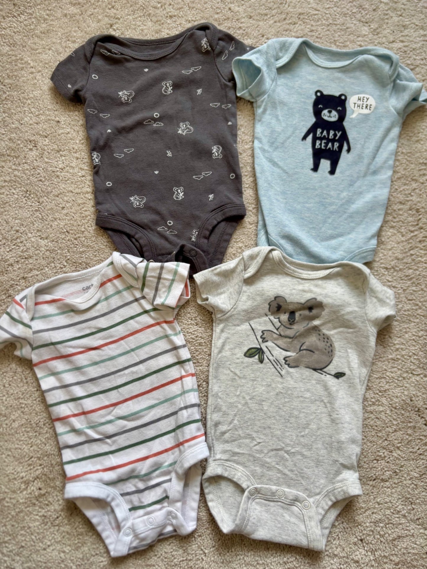 4 Shortsleeve Onesies Bundle, Carters, 0-3m, Kids 3 Month (0-3M)
