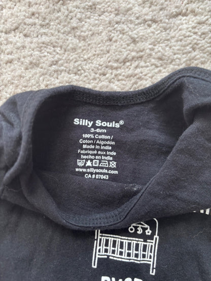 3 Black Onesie Bundle with writing, 3-6m, Indigo Baby, The Children's Place, Silly Souls, Kids 6 Month (3-6M)