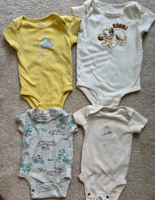 3m Onesie bundle (4), Disney, Carters, Kids 3 Month (0-3M)