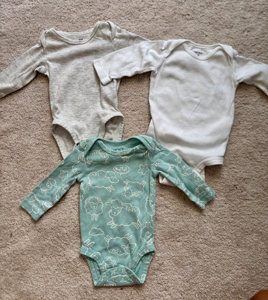 Longsleeve Onesie Bundle, 3m, H&M, Carters, Kids 3 Month (0-3M)