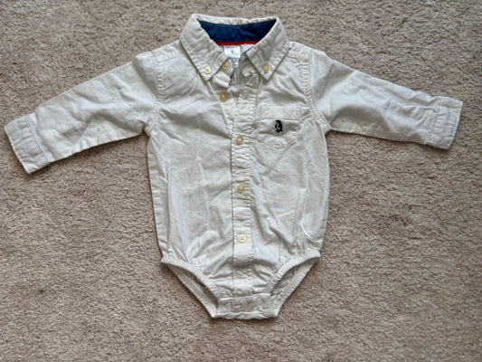 White Collared Button Up Onesie, 9m, Carters, Kids 9 Month (6-9M)