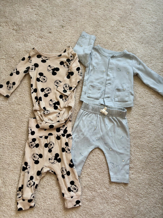 2 Piece Outfits Bundle, Mickey Mouse, Sailboats, 3m, Kids 3 Month (0-3M)