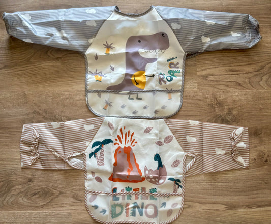 Longsleeve Dino Bibs, 2 pcs, Easy clean