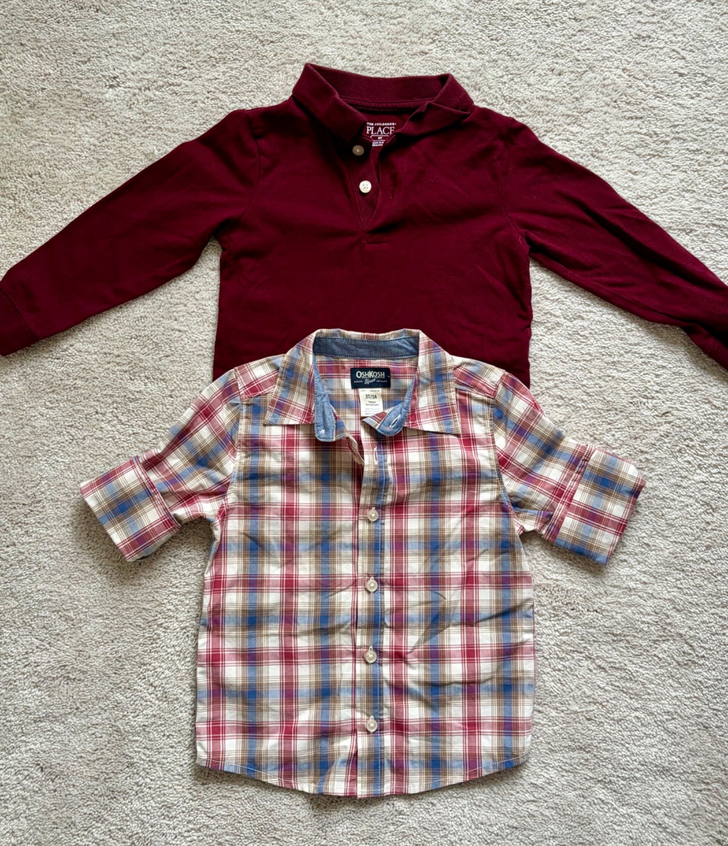 Collared Shirt Bundle, Burgundy, 3T, Carters/Childrens Place, Kids 3T