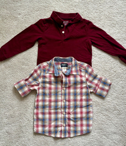 Collared Shirt Bundle, Burgundy, 3T, Carters/Childrens Place, Kids 3T