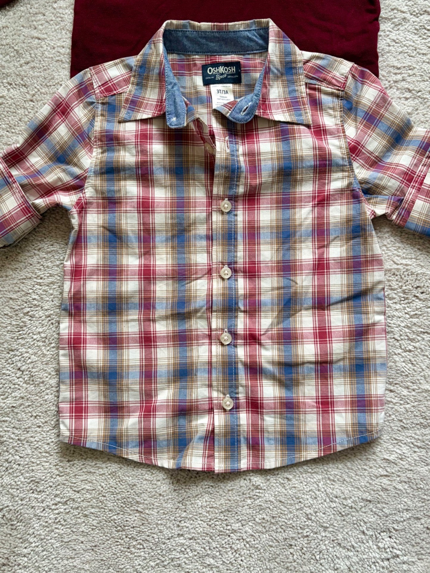 Collared Shirt Bundle, Burgundy, 3T, Carters/Childrens Place, Kids 3T