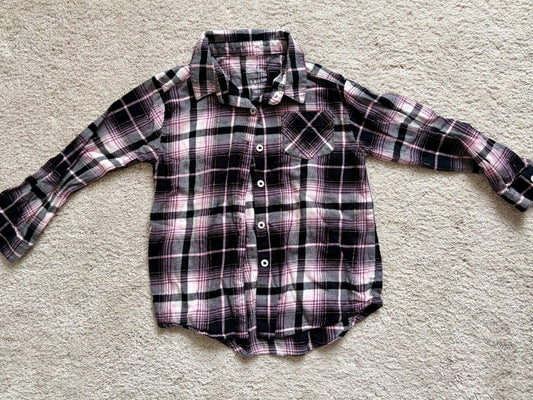 Pink Plaid Button Up Shirt, Girls 4T, George, Kids 4/4T