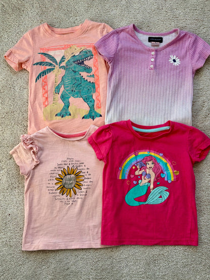 Toddler Girls Pink/Purple Graphic T-shirt bundle, 3T, Kids 3T