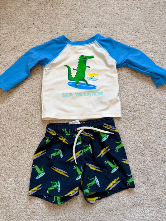 Alligator Swim Suit, 6-9m, Old Navy, Kids 9 Month (6-9M)