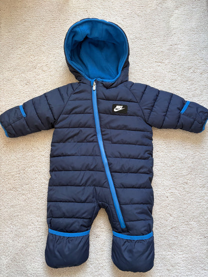 Nike Baby Fleece Lined Puffer Bunting Suit, 6-9m, Blue, MSRP $180!, Kids 9 Month (6-9M)