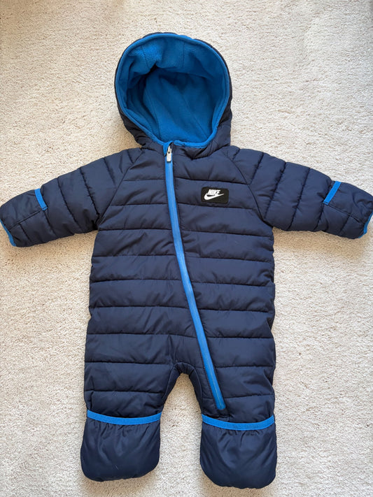 Nike Baby Fleece Lined Puffer Bunting Suit, 6-9m, Blue, MSRP $180!, Kids 9 Month (6-9M)