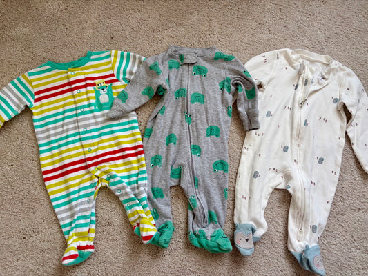 3 longsleeve onesie bundle, 3m, Animals, Rainbow, Kids 3 Month (0-3M)