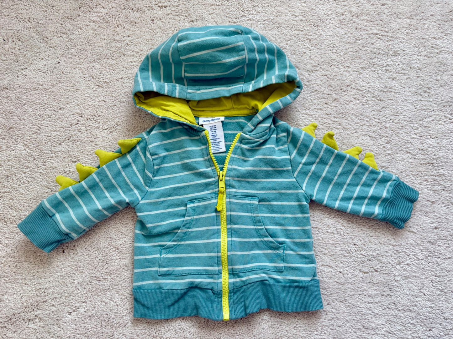 Dino Spikes Zip-Up Sweater, Tommy Bahama, 3-6m, Kids 6 Month (3-6M)