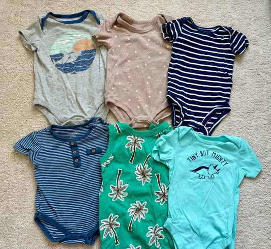 Assorted Boys Onesie Bundle, size 6-9m, animals, stripes, Kids 9 Month (6-9M)