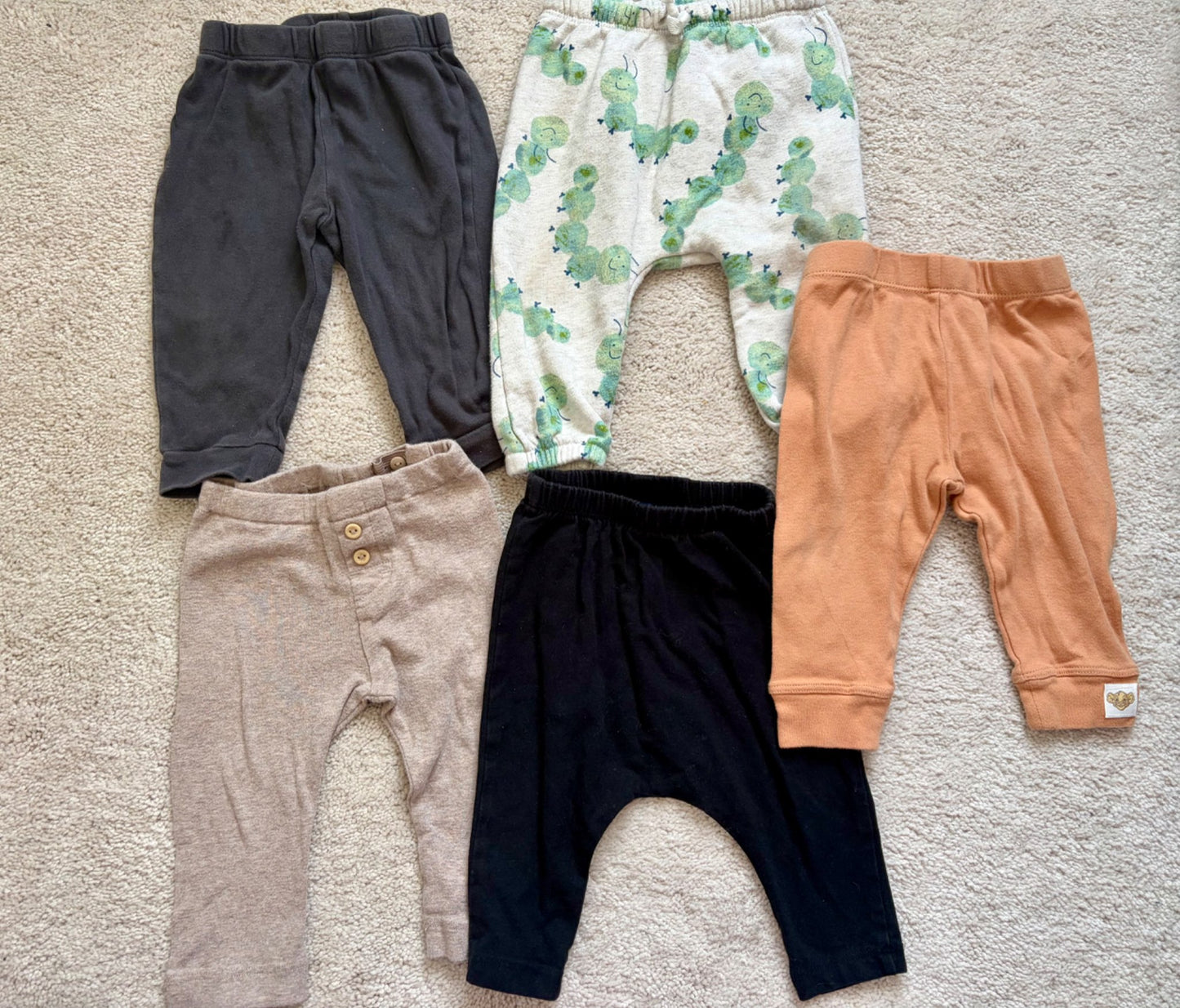 Assorted Pants Bundle, 3-6m, Neutral colors, Frogs, Kids 6 Month (3-6M)