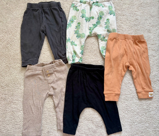 Assorted Pants Bundle, 3-6m, Neutral colors, Frogs, Kids 6 Month (3-6M)