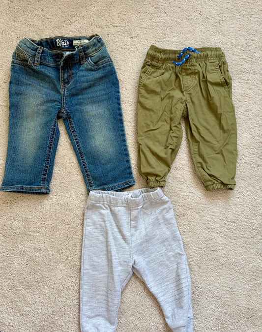 3 pairs Pants, denim, khaki, Disney baby, 9-12m, Kids 12 Month (9-12M)