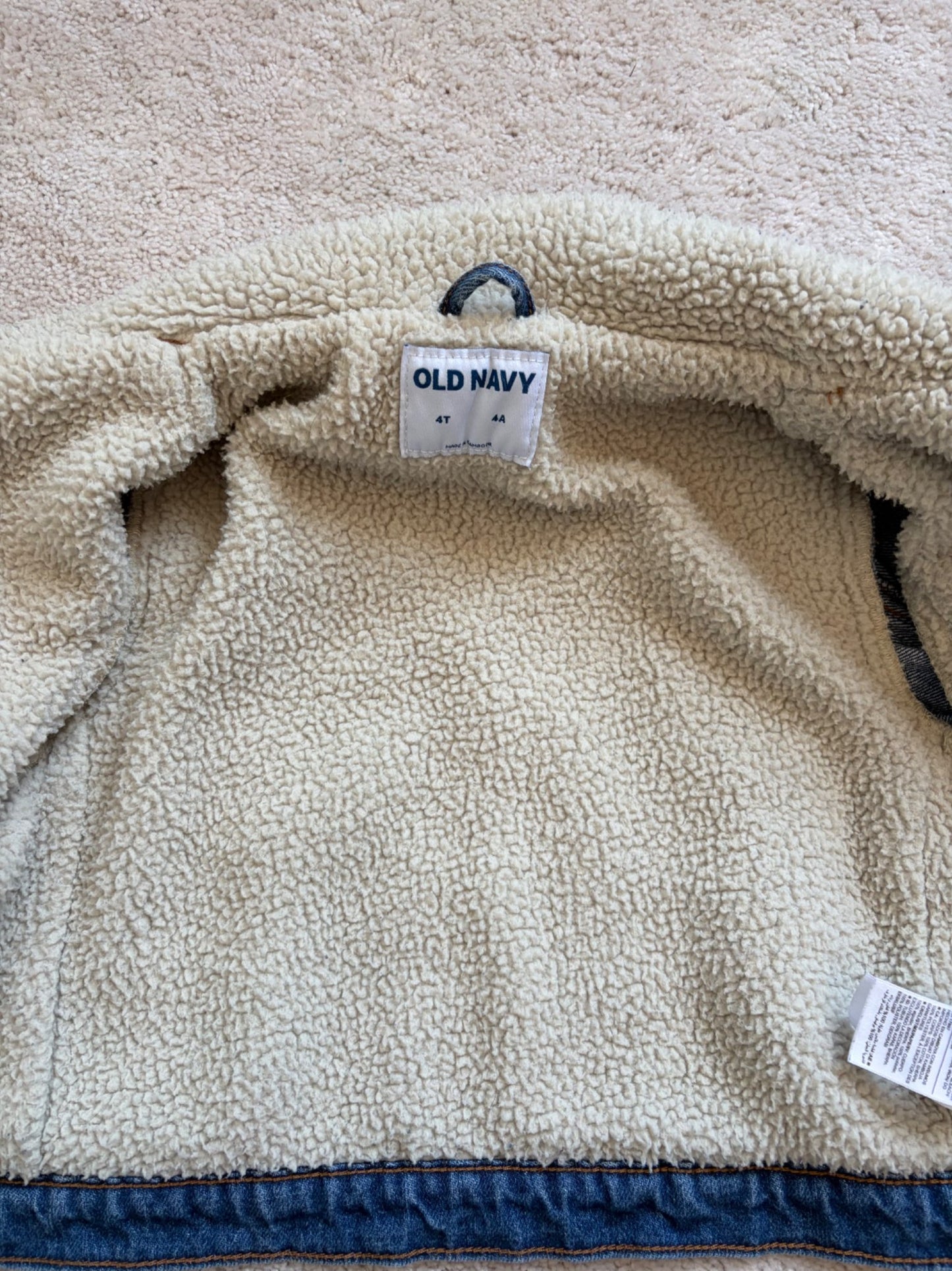 Sherpa Lined Denim Jacket, 4T, Old Navy, MSRP $35, Kids 4/4T