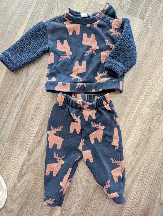 Navy Blue Matching Sweatsuit with Elk, 6-12m, Old Navy, Kids 12 Month (9-12M)