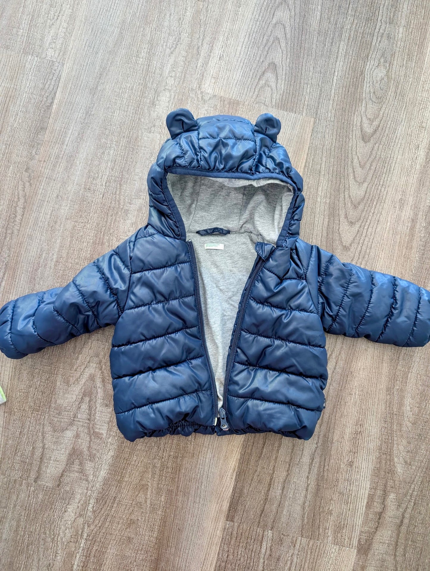 Navy Lined Puffer Coat, 6-9m, United Colors of Bennetton - retails $50, Kids 9 Month (6-9M)