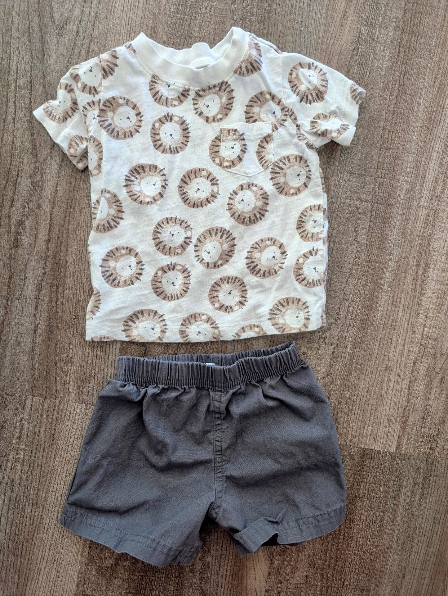 Adorable Summer Outfit, Lions + shorts, Carters, 12m, Kids 12 Month (9-12M)