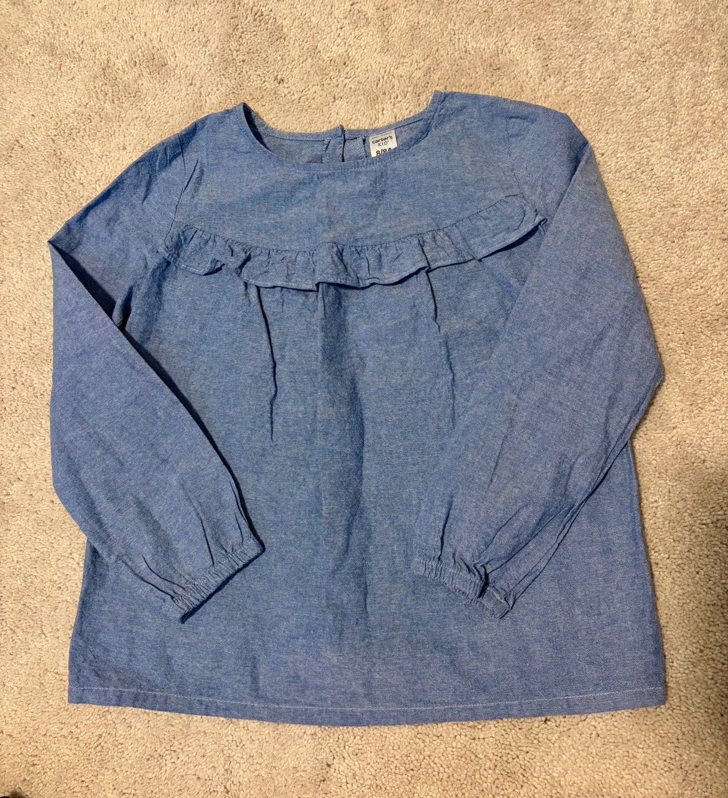 Girls Cotton Longsleeve Carters Shirt, Size 8, Kids 8