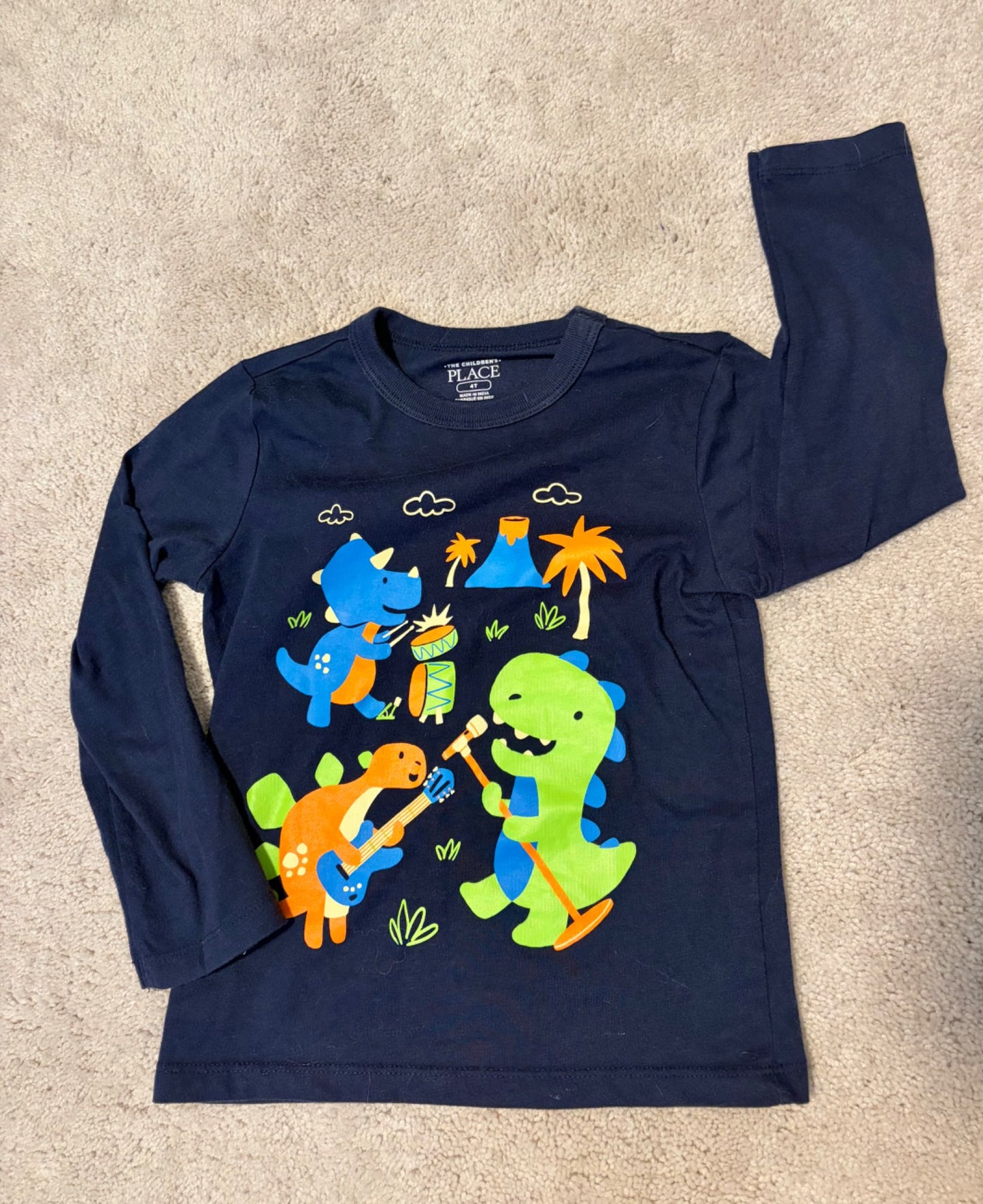 Navy Longsleeve Shirt Bundle, Dinosaurs, 4T, Kids 4/4T