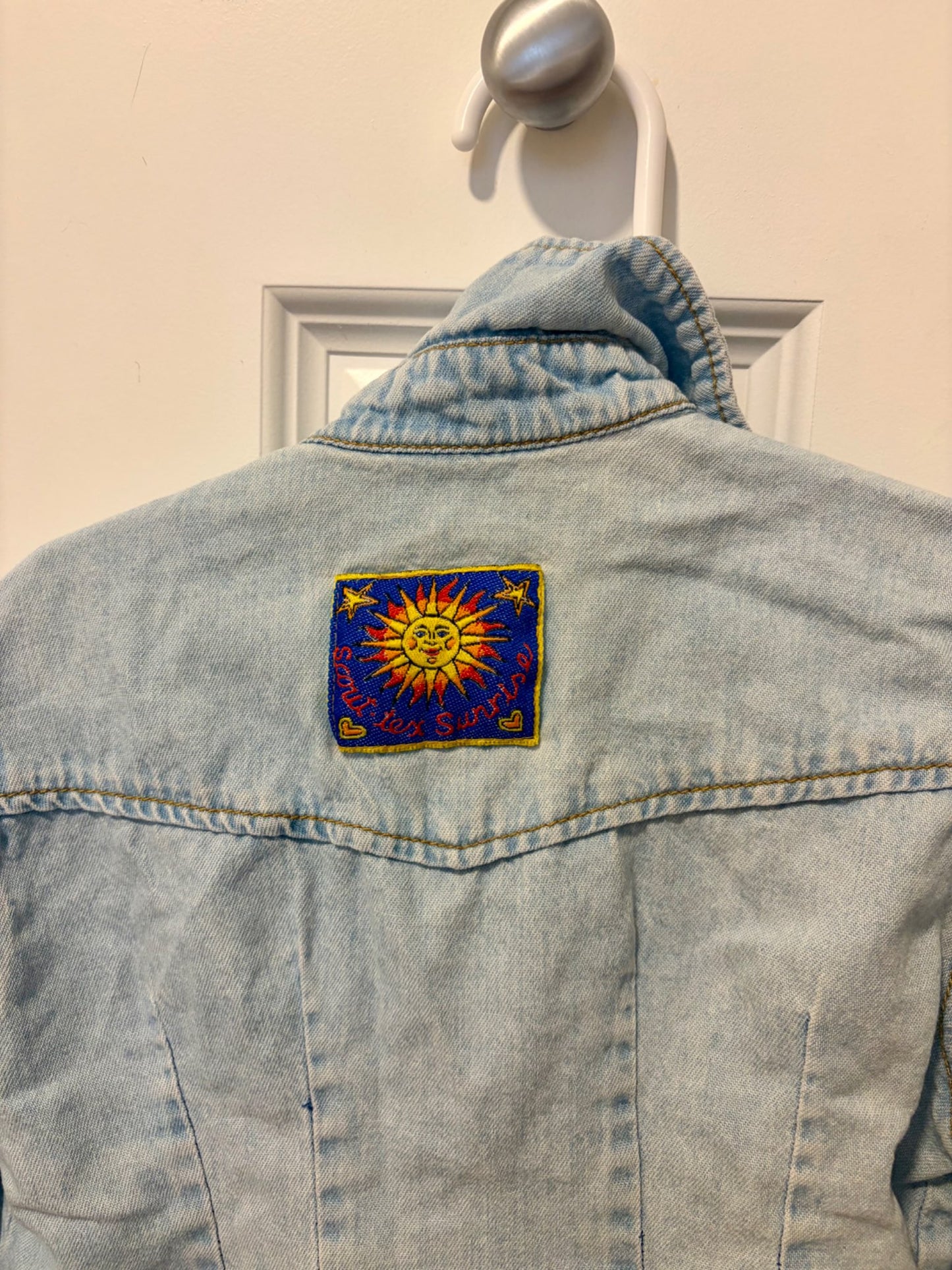 Denim Embroidered Button Up Shirt, Girls 3T, Kids 3T